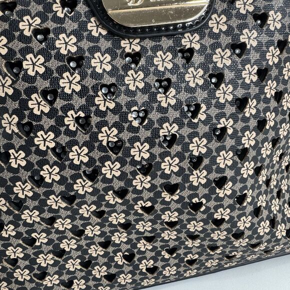 Brangio Italy Back Pack Black and Taupe Flowers Shimmer Patent Leather Feet